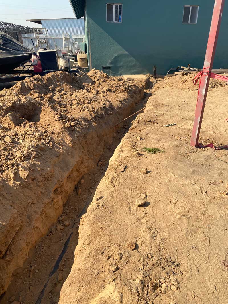 new main line for sewer tie in